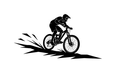 Fototapeta premium Mountain Biker Silhouette Action Shot