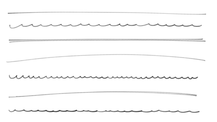 細いマーカーペンで書かれた、おしゃれでかわいい手書きの直線、下線の一式
