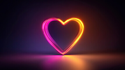 Neon heart icon with a gentle glow sleek modern digital style romantic love symbol on transparent background