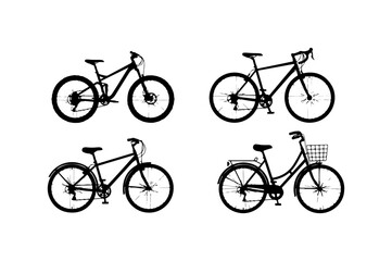 Obraz premium Collection of Four Bike Silhouettes