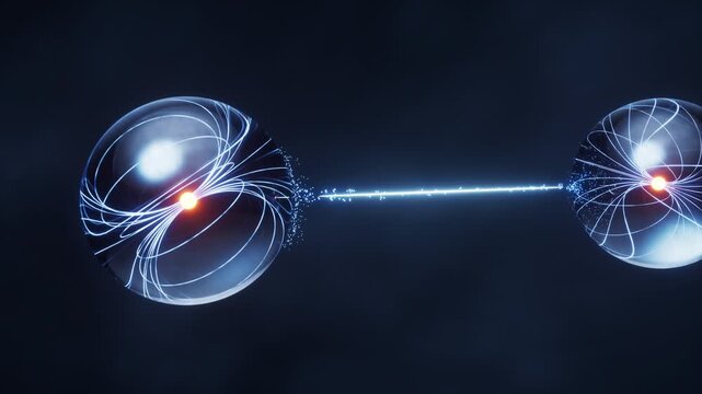 Physics quantum and quantum entanglement, 3d rendering 4k