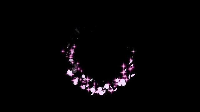 円を描く舞う桜の花びらと流れ星のパーティクル、1周から4周の4種類　アルファチャンネル

