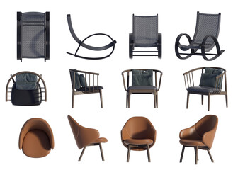 3D render of an armchair on a transparent background