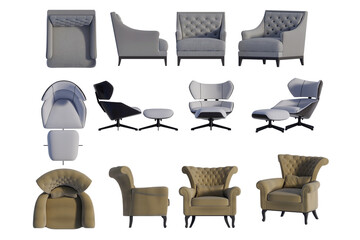 3D render of an armchair on a transparent background