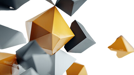 3D abstract geometric background featuring orange paper origami triangles and cubes as creative vector design elements for a business card banner