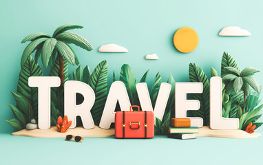 Creative background with white lettering Travel