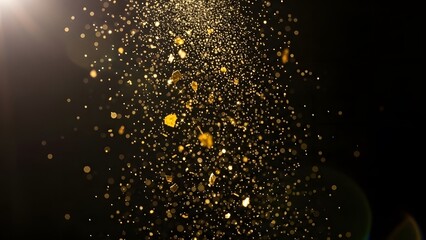 Fototapeta premium Golden sparkles in darkness
