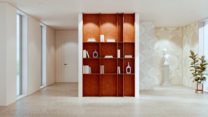 Naklejka premium Large luxury modern bright interiors Living room mockup illustration 3D rendering image