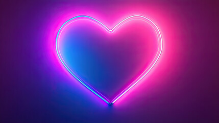 Neon style heart icon with a soft glow modern digital aesthetic romantic love symbol on transparent background
