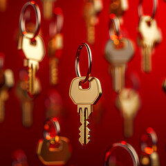 Golden vintage key dropping like rain