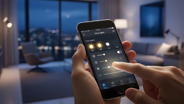 Adjusting smart home lighting via mobile app