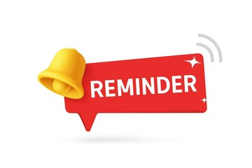 Reminder notification with bell and speech bubble