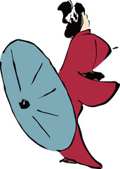 着物女性の横顔イラスト｜和風ベクター人物素材