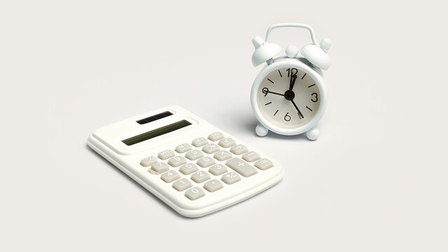 Time Value of Money and Financial Deadline Concept with Calculator and White Clock