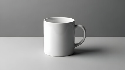 Obraz premium A white ceramic mug on a plain gray background