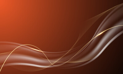 Abstract gold glossy wave overlap luxury on orange design modern background vector