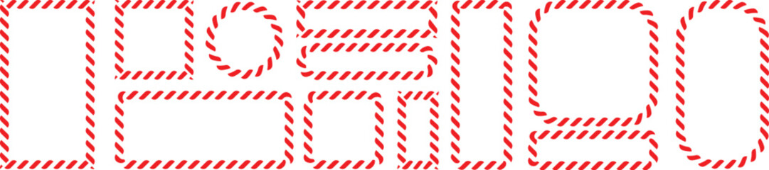 Festive candy cane style red and white striped frames and borders collection