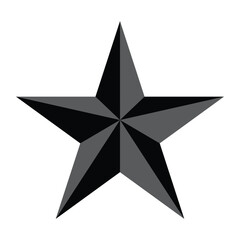 Obraz premium 3D beveled nautical star icon with grey and black facets.