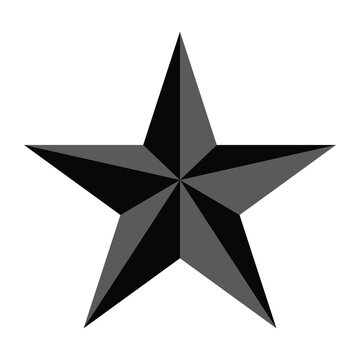 3D beveled nautical star icon with grey and black facets.