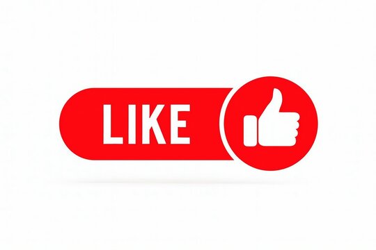 Like button with thumbs up icon on white background