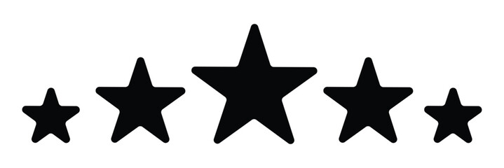 Obraz premium Five Star Rating Solid Icon Set - Graduated Symmetrical Stars for Customer Review and Feedback. 