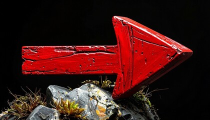 Glossy red arrow pointing right with texture.