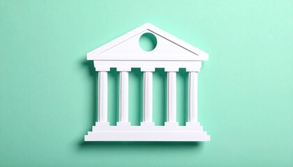 A symbolic representation of a building with columns, often associated with institutions or governance