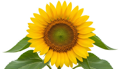 Fototapeta premium Vibrant sunflower in full bloom against a pure white background