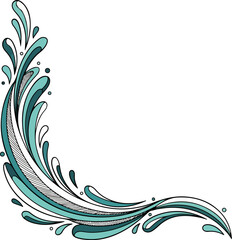 Fototapeta premium Teal Water Splash Border