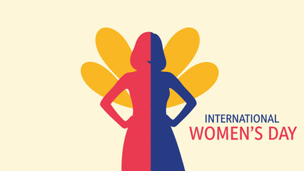 Celebrating International Women's Day with a powerful female silhouette and floral accent, honoring women's achievements and empowerment globally