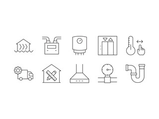 Heating & Plumbing line editable icon set