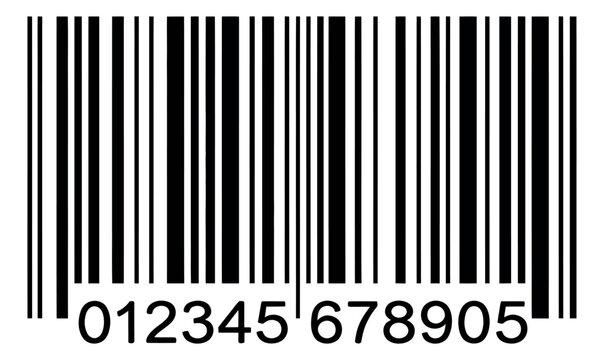 Line art illustration of a product barcode depicting identification numbers for commercial use