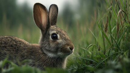 Fototapeta premium Rabbit in grass close-up