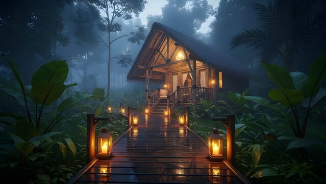 Aventura de ecoturismo en una exuberante selva tropical, viaje responsable que celebra y preserva la naturaleza.