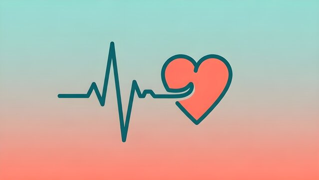Pulso de latido del coraz&oacute;n minimalista rom&aacute;ntico en dibujo de l&iacute;nea continua - s&iacute;mbolo de amor y ritmo