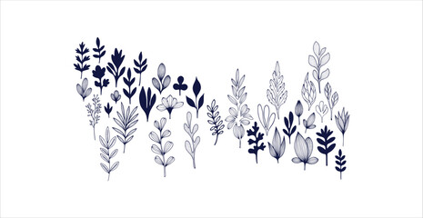 Elegant Hand Drawn Botanical Leaf Vector Elements Collection Minimalist Foliage Nature Design