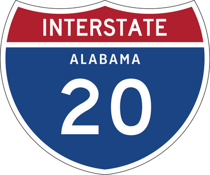 Interstate 20 Alabama US Highway Shield Vector Design