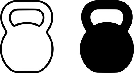 Fototapeta premium Kettlebell illustration icon in outline and silhouette style