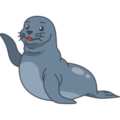 Fototapeta premium Cute Seal Cartoon Illustration