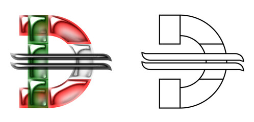 Dirham Currency Symbol Icon &ndash; UAE AED Metallic Money Sign Vector