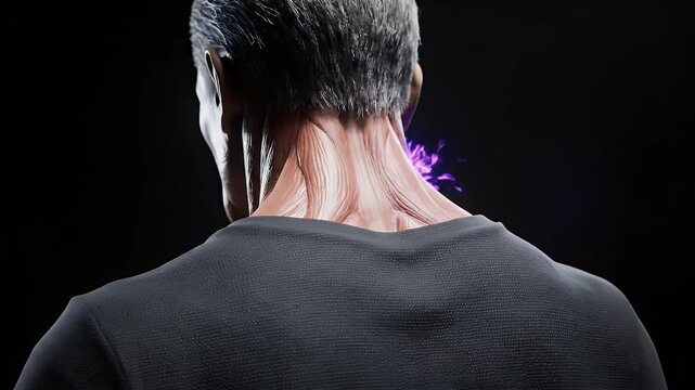 Anatomical Depiction of Thyroid Gland Issue Showing Throat Problem in Male Human Body Against Black Background