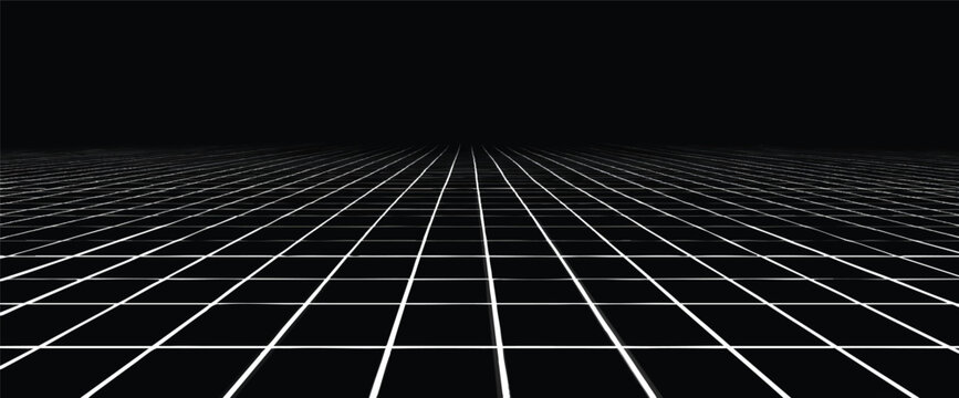 A black grid background with white lines, vector illustration