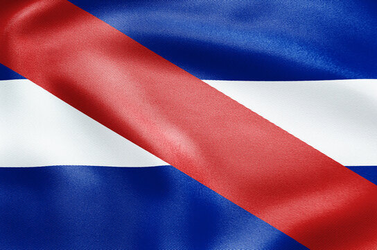 Historical waving Artigas flag representing Uruguayan revolutionary heritage.