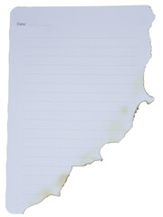 Burned Ruled Note Paper with Scorched Edges