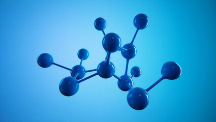 Molecularstructurewithblueatomsandbondsonbluegradientbackground
