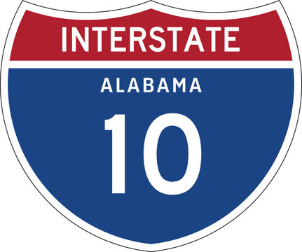 Interstate 10 in Alabama US Highway Shield Vector Design