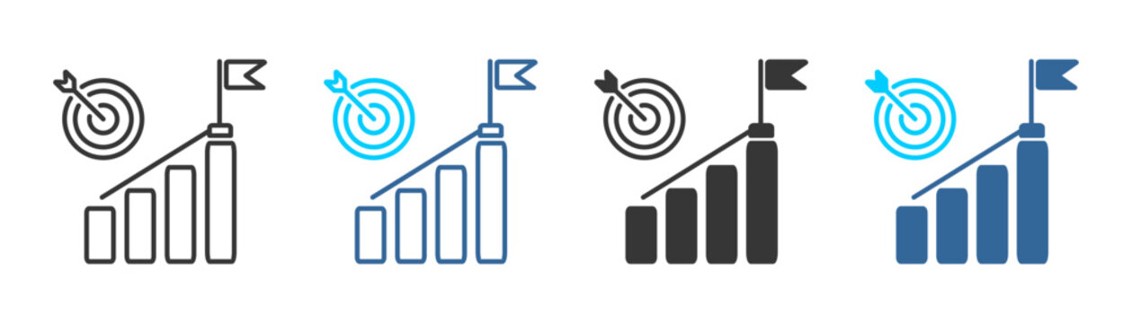 target achievement icon set multiple style collection	