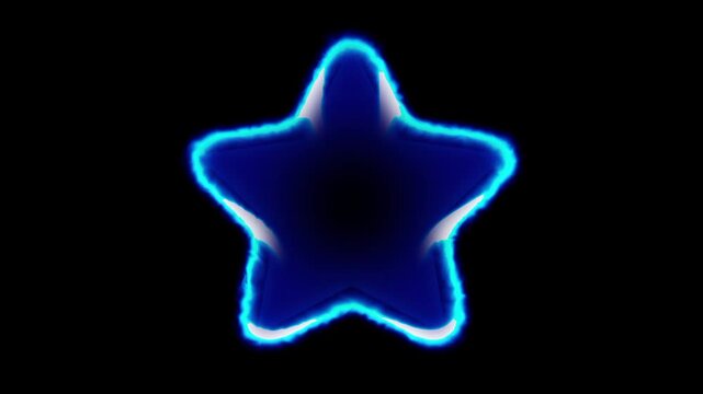 A soft glowing blue star with rounded points shines against a pitch black background creating a gentle and ethereal light effect in the dark emptiness