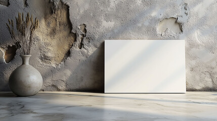 Blank vintage paper frame on an old grunge wall texture with a 3d border design and light pattern  illustration