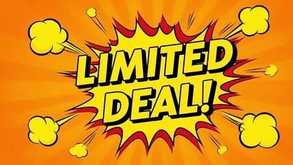 Vibrant limited deal advertisement with comic book style explosion - Powered by Adobe